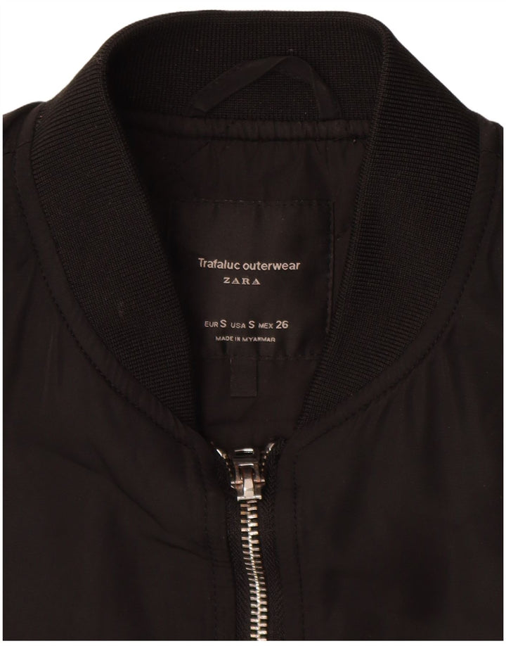 ZARA Γυναικείο Bomber Jacket UK 10 Small Black