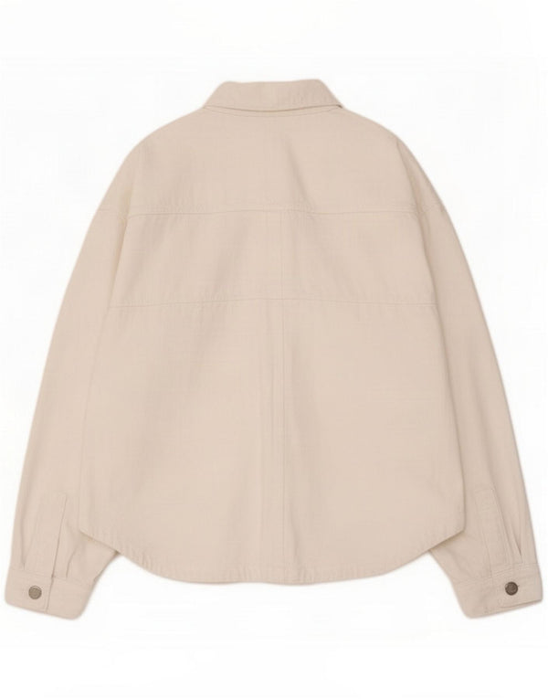 Zara Γυναικείο Τζιν Μπουφάν UK 18 XL Λευκό βαμβακερό