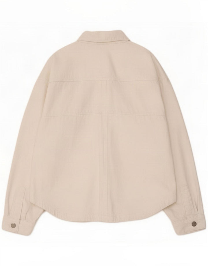 Zara Γυναικείο Τζιν Μπουφάν UK 18 XL Λευκό βαμβακερό