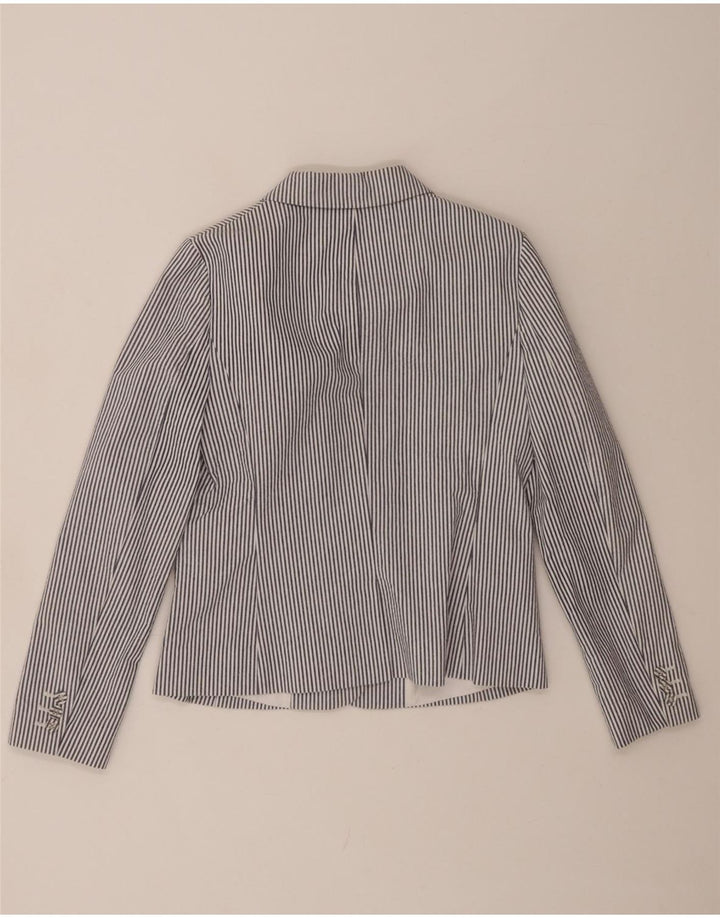 HOBBS Womens 2 Button Blazer Jacket UK 10 Small Blue Pinstripe Cotton