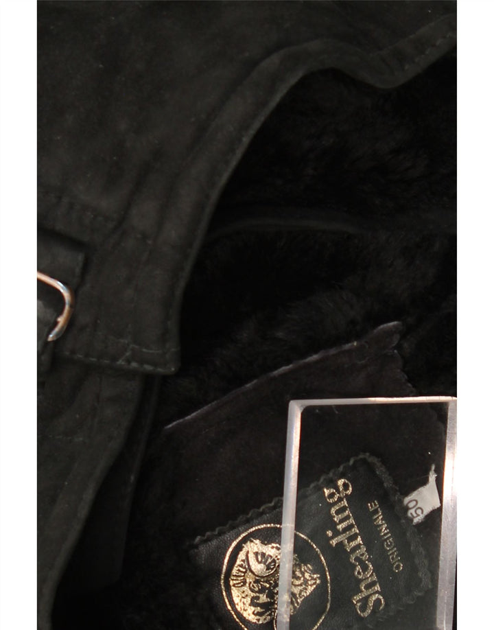 Vintage Ανδρικό Shearling Jacket IT 50 Large Black Shearling