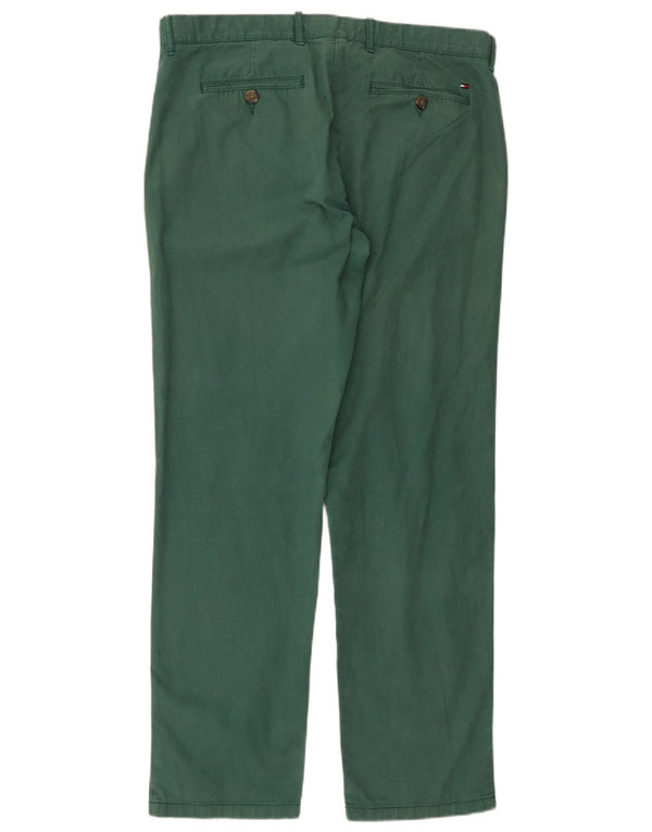 Tommy Hilfiger Mens Straight Chino Trousers W34 L32 Green Cotton