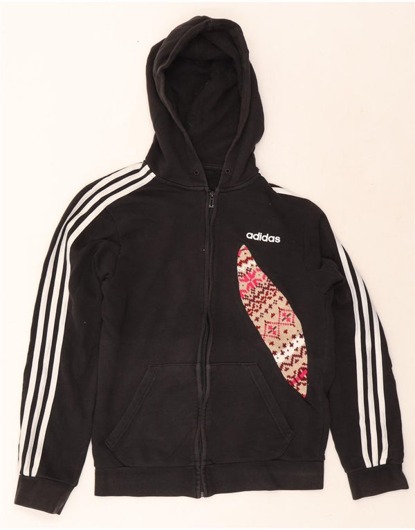 Γυναικείο πουλόβερ με κουκούλα Adidas UK 10 Small Black Fair Isle Cotton