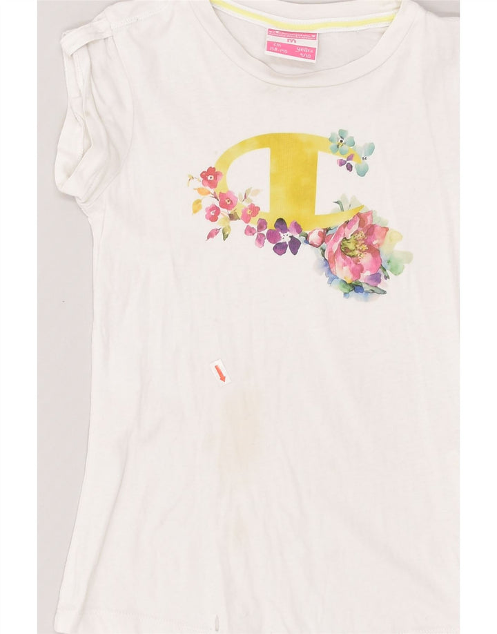 CHAMPION Girls Graphic T-Shirt Top 9-10 Years Medium White Cotton | Vintage Champion | Thrift | Second-Hand Champion | Used Clothing | Messina Hembry 