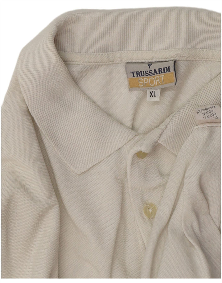 TRUSSARDI Ανδρικό πουκάμισο πόλο XL Λευκό βαμβακερό