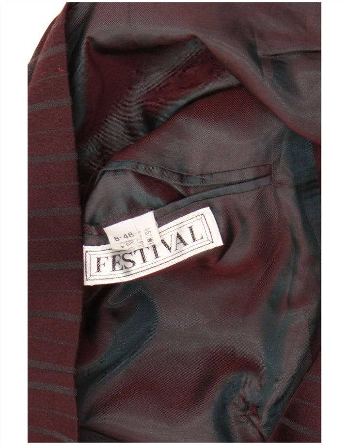 Vintage Γυναικείο Διπλό Μπουφάν Μπλέιζερ IT 48 XL Μπορντό Pinstripe
