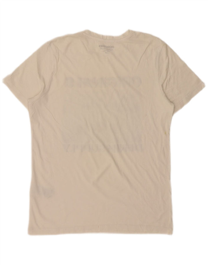 JACK & JONES Ανδρικά Πρωτότυπα Γραφικά T-Shirt Top Μεσαίο λευκό βαμβακερό