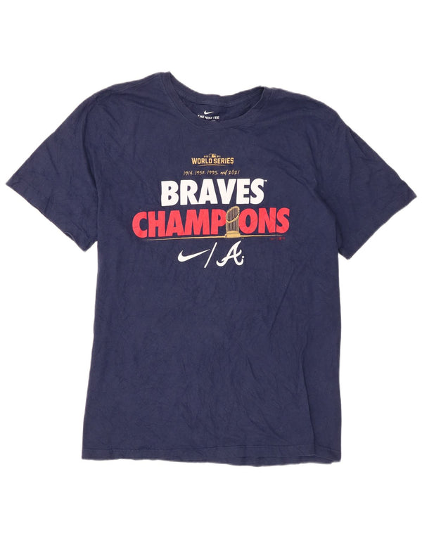 Γραφικό T-shirt Nike Mens Braves Champions Top XL Navy Blue Cotton