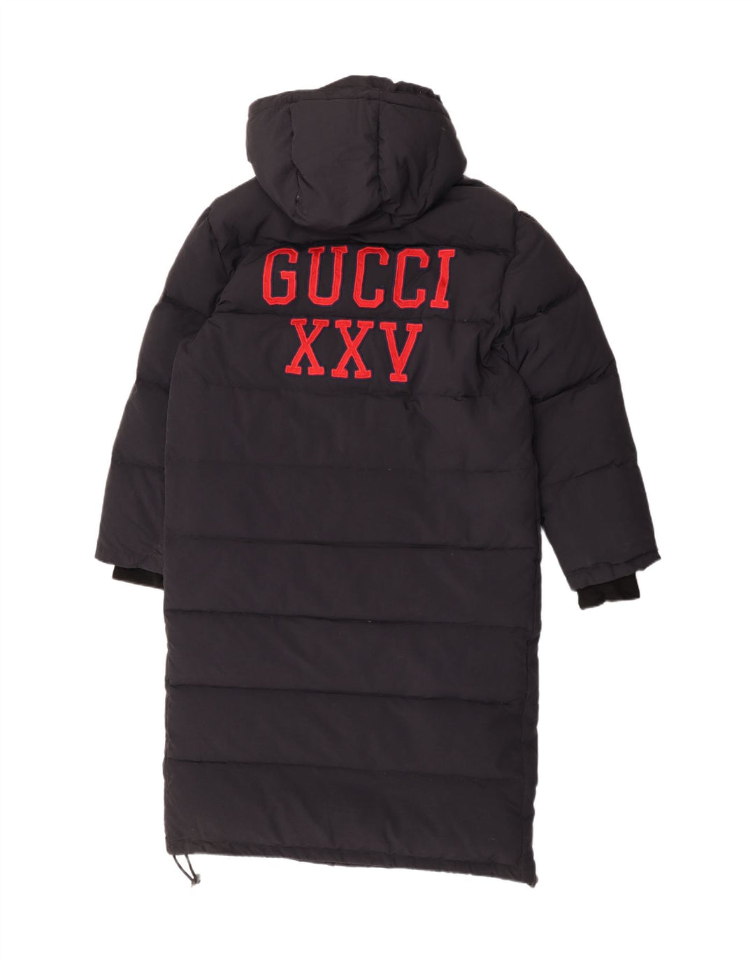 Ανδρικό παλτό Gucci γραφικό με κουκούλα με επένδυση IT 46 μεγάλο μαύρο πολυαμίδιο