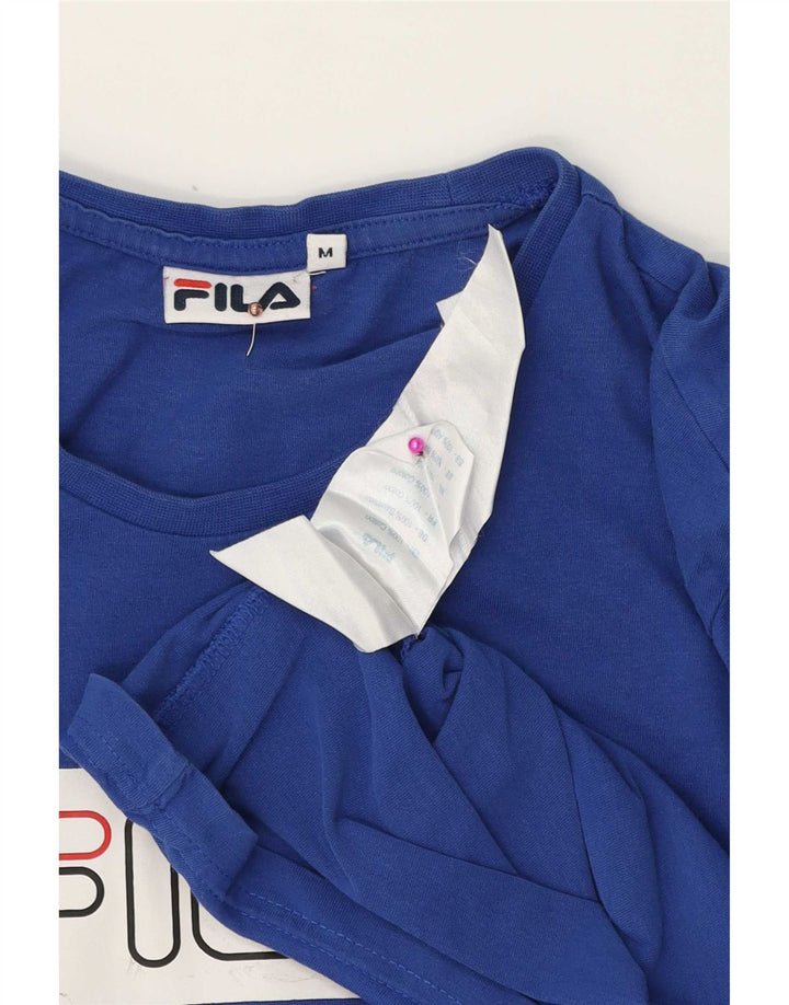 Ανδρικό γραφικό T-Shirt Fila Top από μεσαίο μπλε βαμβακερό