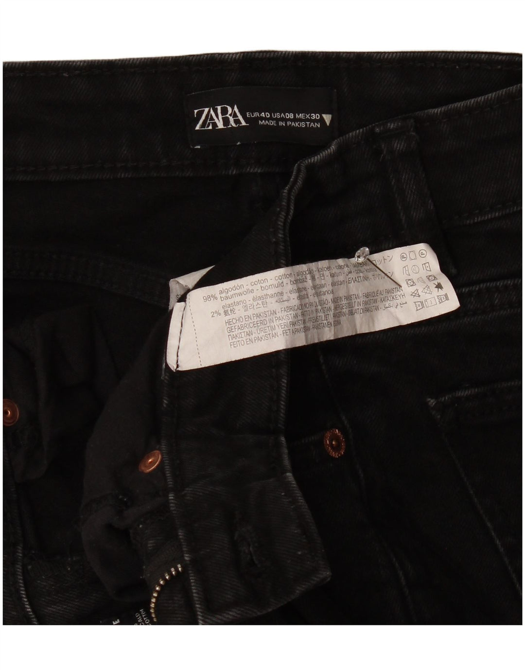 Zara Γυναικείο Cropped Jeans EU 40 Medium W30 L25 Μαύρο βαμβακερό