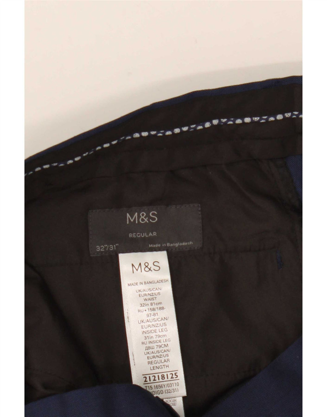 Ανδρικό ίσιο παντελόνι Marks & Spencer W32 L31 Navy Blue Polyester