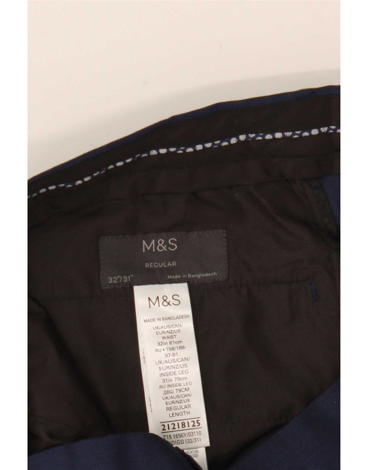 Ανδρικό ίσιο παντελόνι Marks & Spencer W32 L31 Navy Blue Polyester