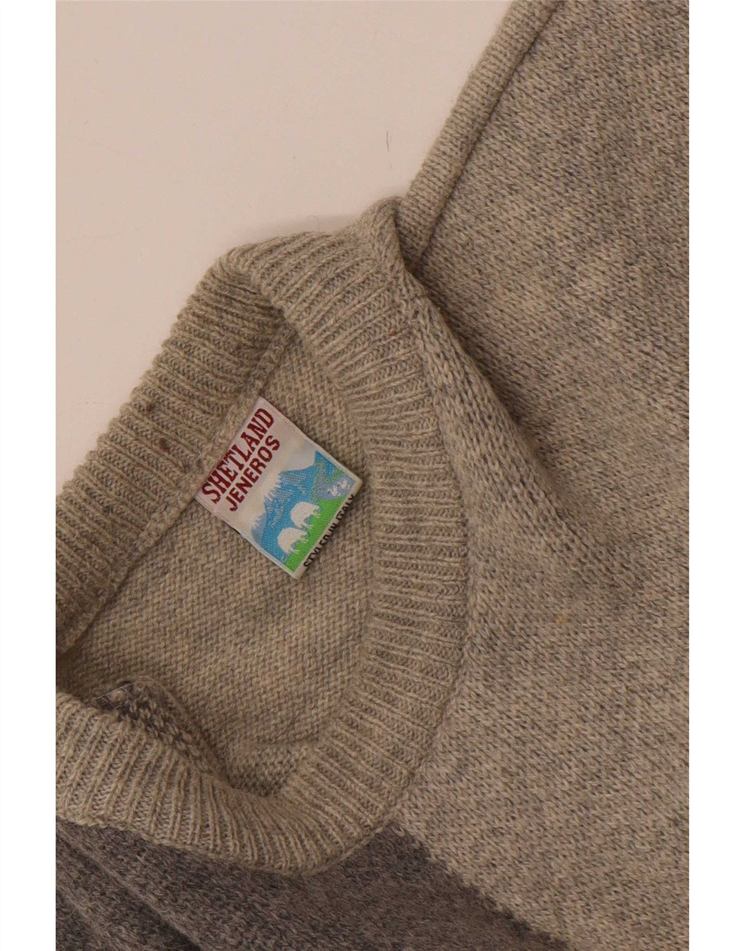 Ανδρικό πουλόβερ Shetland Jeneros Crew Neck Jumper Medium Grey Geometric