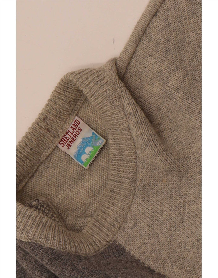 Ανδρικό πουλόβερ Shetland Jeneros Crew Neck Jumper Medium Grey Geometric