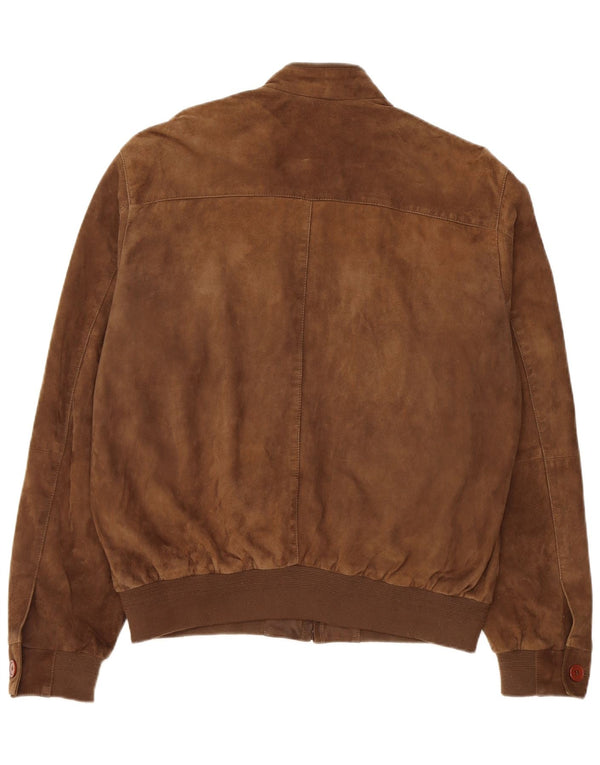 Maddox Mens Suede Bomber Jacket IT 50 Large Brown Δερμάτινο