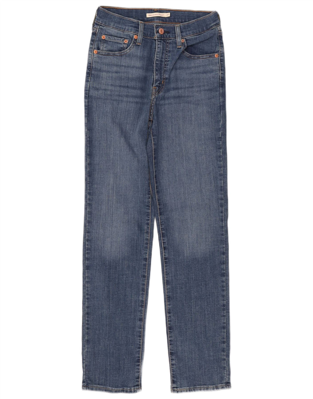LEVI'S Γυναικείο 724 ψηλό ίσιο τζιν W27 L30 Μπλε βαμβακερό