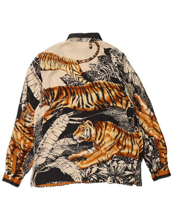 Vintage γυναικείο πουκάμισο UK 16 Large Beige Animal print