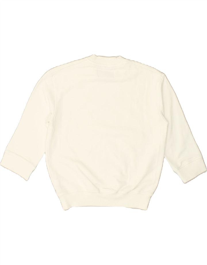 CALVIN KLEIN Womens Graphic Crew Neck Jumper Sweater UK 6 XS White Cotton | Vintage Calvin Klein | Thrift | Second-Hand Calvin Klein | Used Clothing | Messina Hembry 