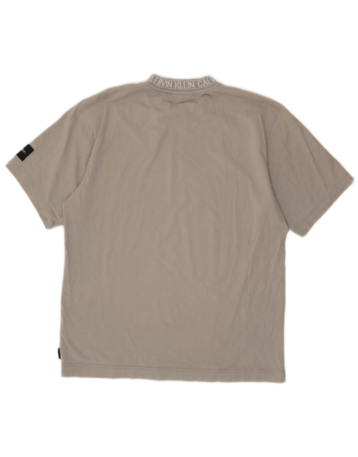 Ανδρικό γραφικό T-Shirt Calvin Klein Τοπ μεσαίο γκρι βαμβακερό