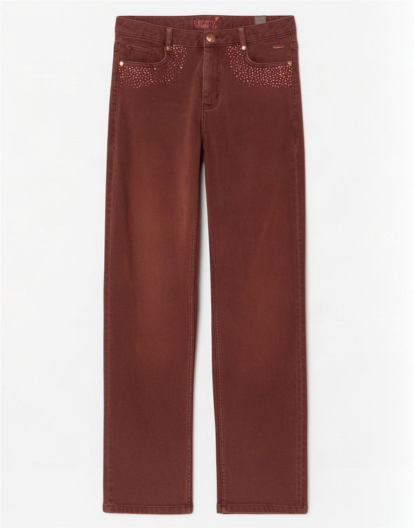 Marks & Spencer Γυναικείο ίσιο casual παντελόνι UK 10 Small W28 L27 Brown