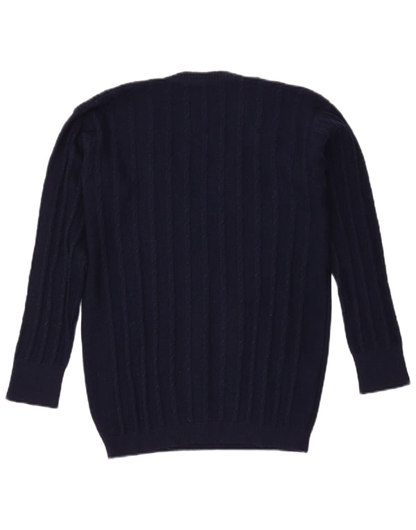 VINTAGE Γυναικείο πουλόβερ με V λαιμόκοψη UK 16 Large Navy Blue