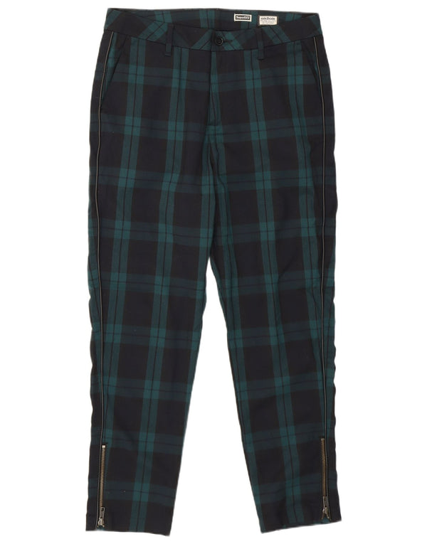 SUPERDRY Γυναικείο λεπτό παντελόνι Chino UK 12 Medium W32 L26 Navy Blue Check