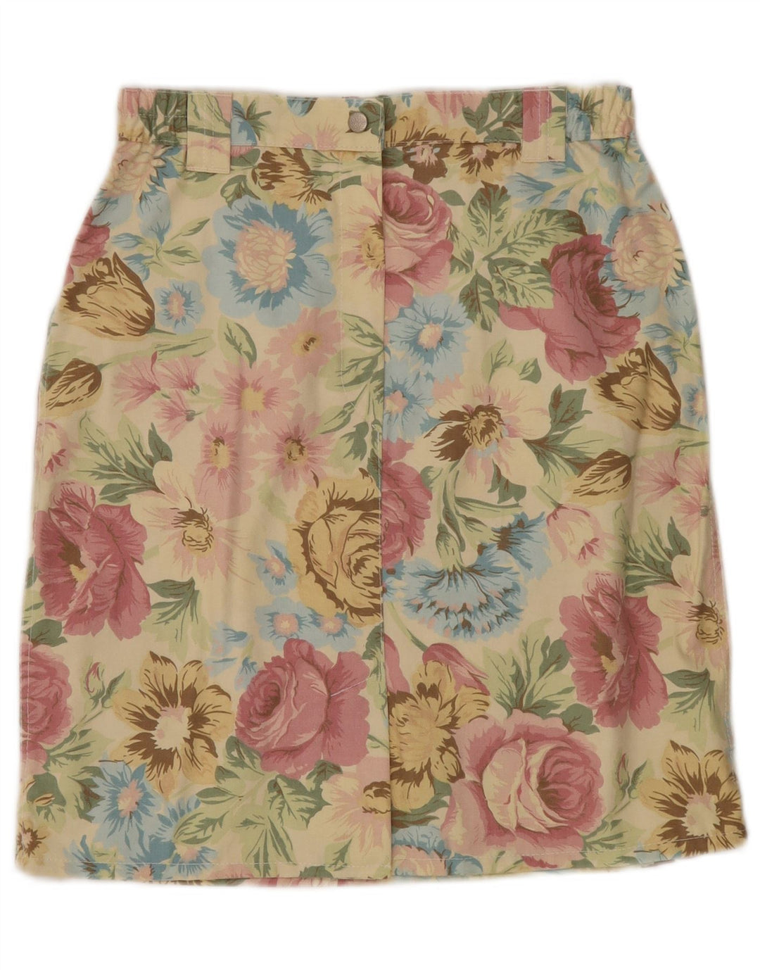 VINTAGE Γυναικεία Ψηλόμεση ίσια Φούστα W30 Μεσαίο Κίτρινο Floral