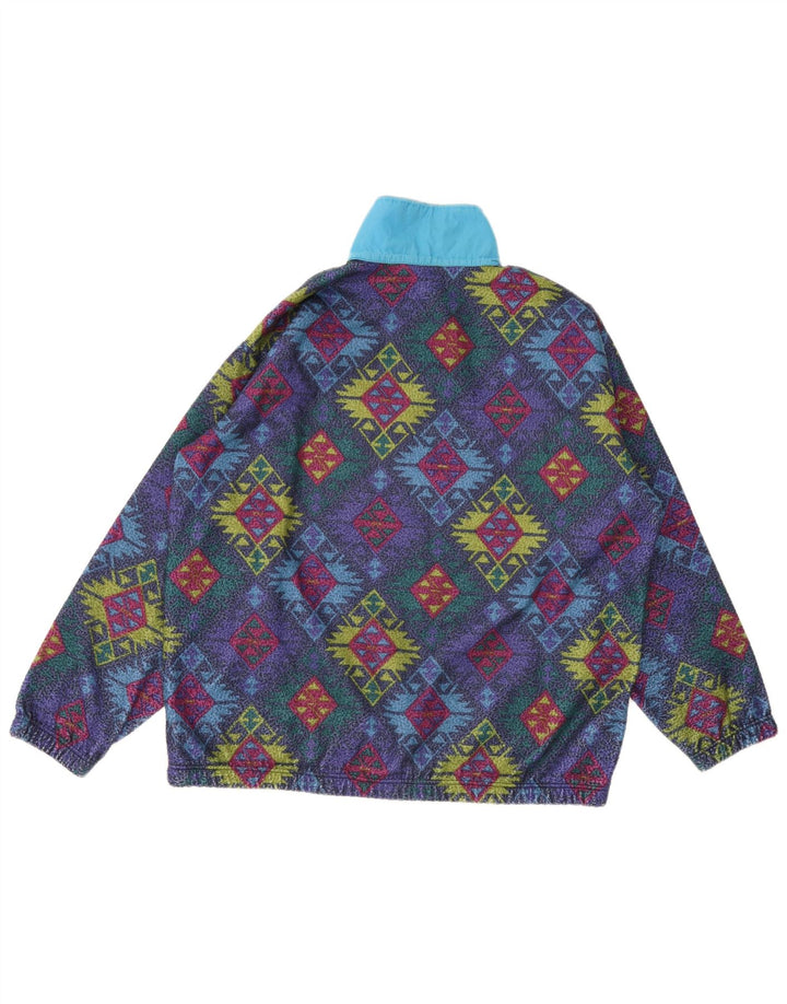 Vintage Ανδρικό κουμπιά Fleece Jumper XL Πολύχρωμο Γεωμετρικό