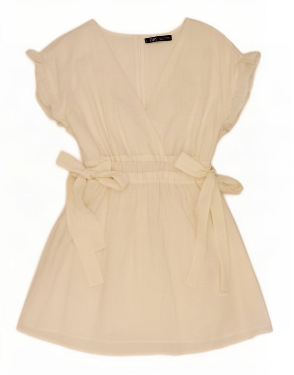 Zara Γυναικείο φόρεμα A-Line UK 12 Medium Off White Lyocell