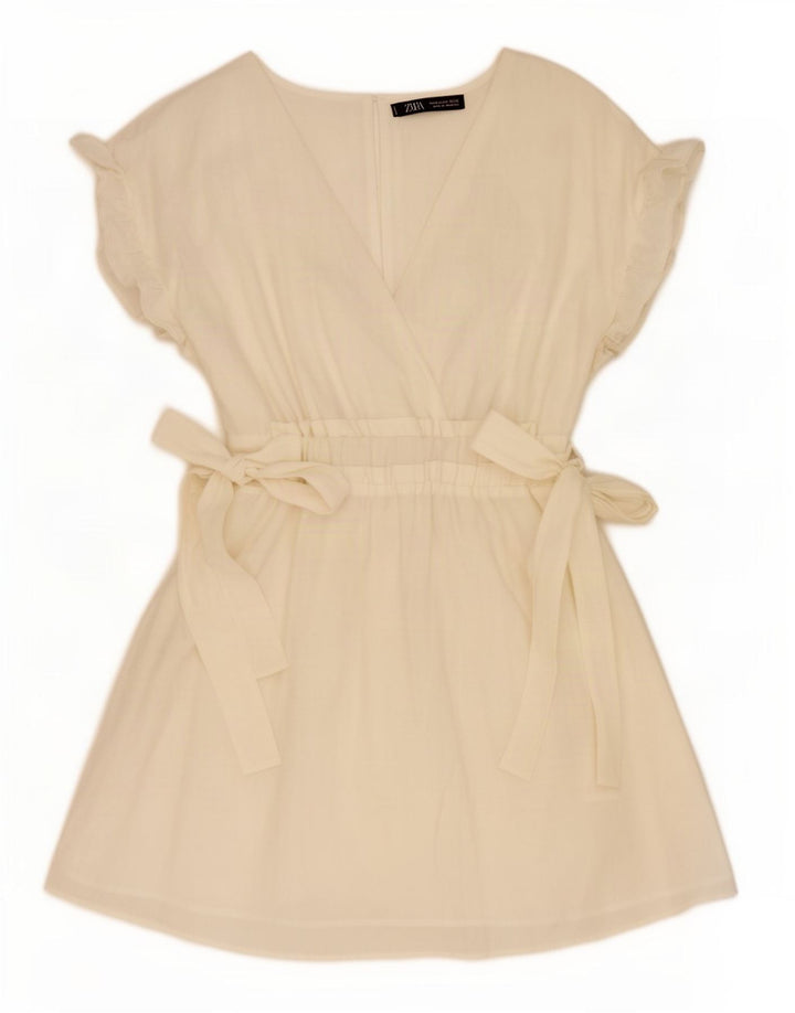 Zara Γυναικείο φόρεμα A-Line UK 12 Medium Off White Lyocell