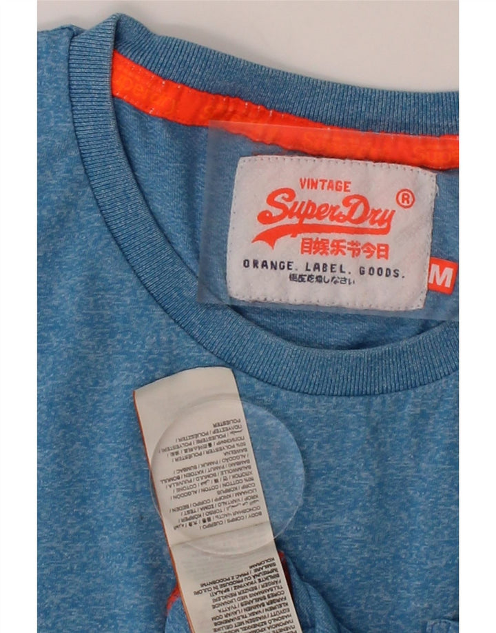 SUPERDRY Mens T-Shirt Top Medium Blue Flecked Polyester Vintage Superdry and Second-Hand Superdry from Messina Hembry 