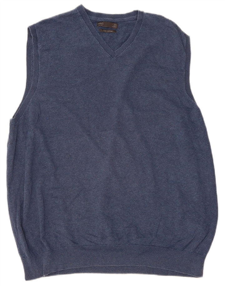 Marks & Spencer Ανδρικό γιλέκο Tank Top 2XL Navy Blue Cotton