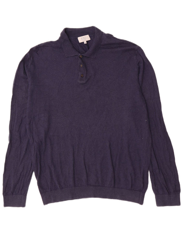 Ανδρικό πουλόβερ με λαιμόκοψη Marks & Spencer XL Navy Blue