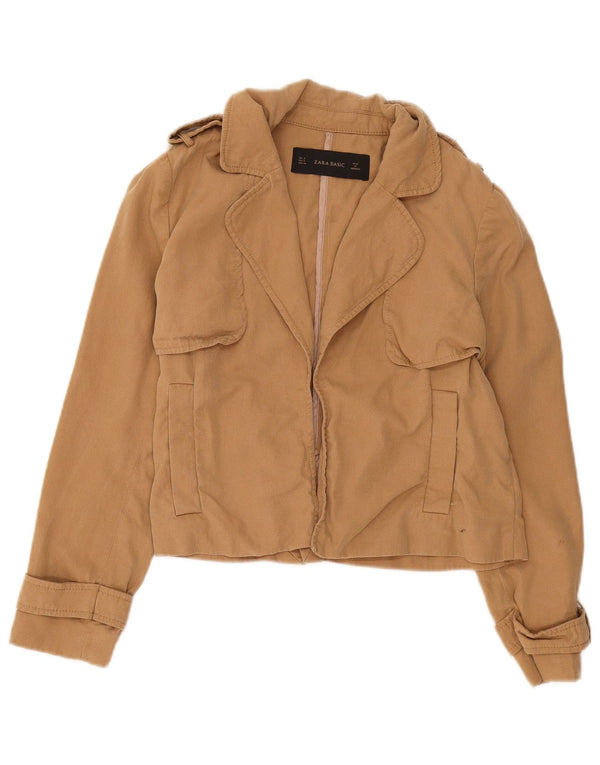 Zara Γυναικείο Open Oversized Military Jacket UK 10 Small Beige Lyocell