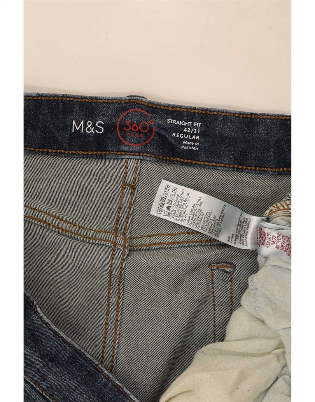 Ανδρικό τζιν κανονικό ίσιο Marks & Spencer W42 L31 Navy Blue Cotton