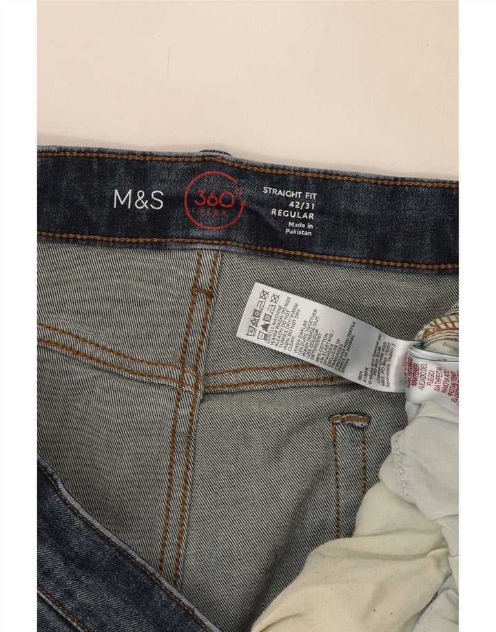 Ανδρικό τζιν κανονικό ίσιο Marks & Spencer W42 L31 Navy Blue Cotton