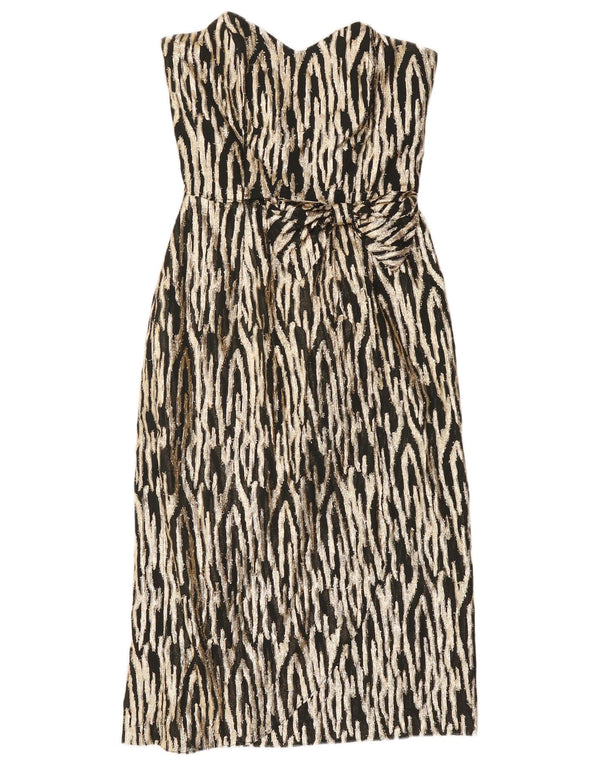 GINA BACCONI Γυναικείο Στράπλες Φόρεμα UK 12 Medium Black Animal Print