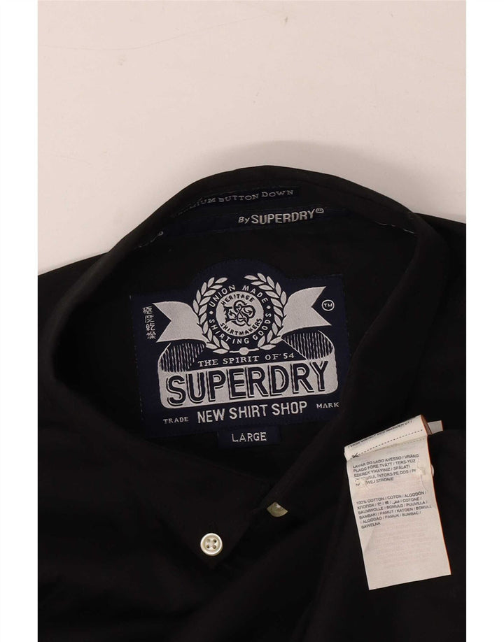 Ανδρικό πουκάμισο Superdry μεγάλο μαύρο βαμβακερό