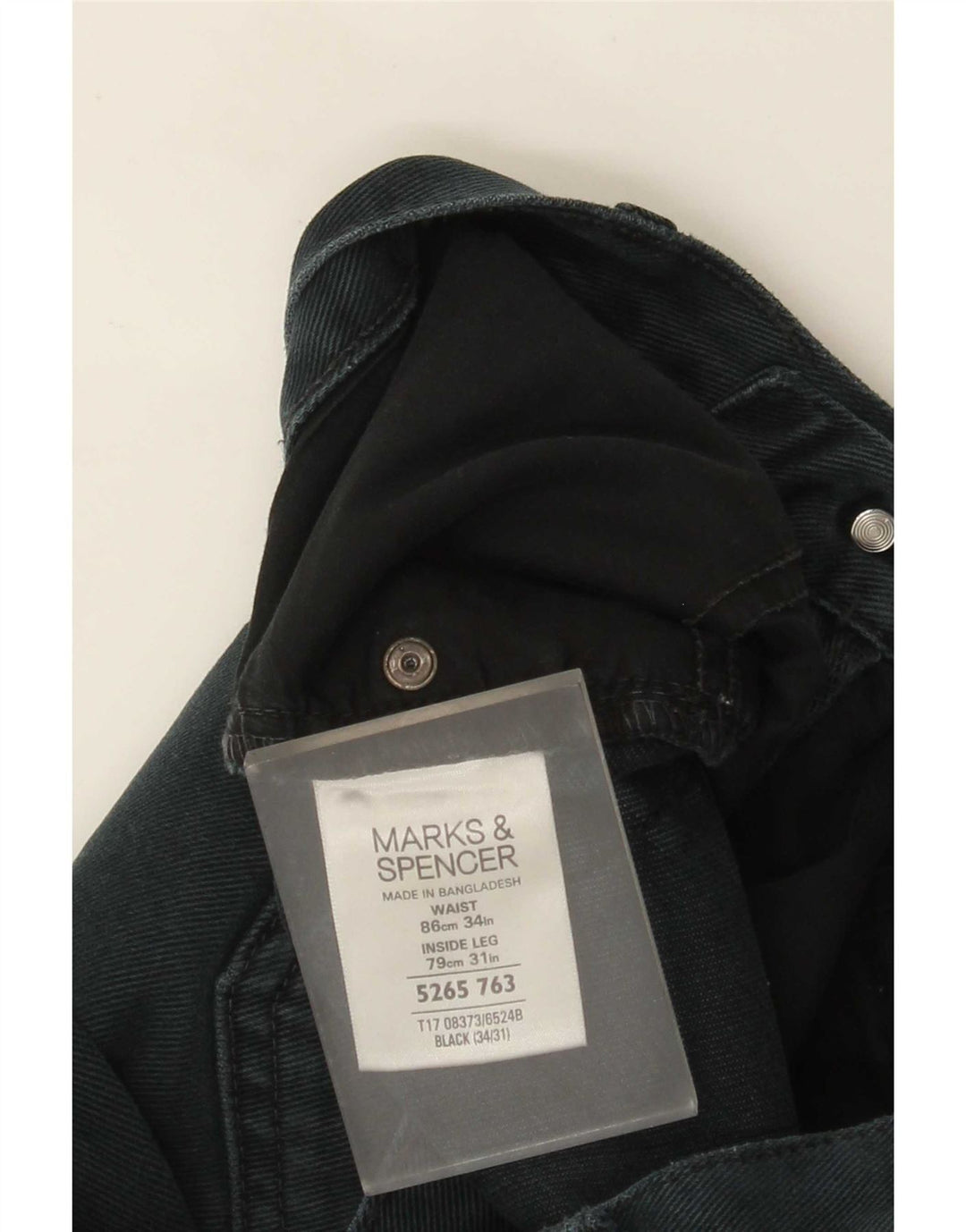 Marks & Spencer Mens Distressed Straight Jeans W34 L31 Μαύρο βαμβακερό