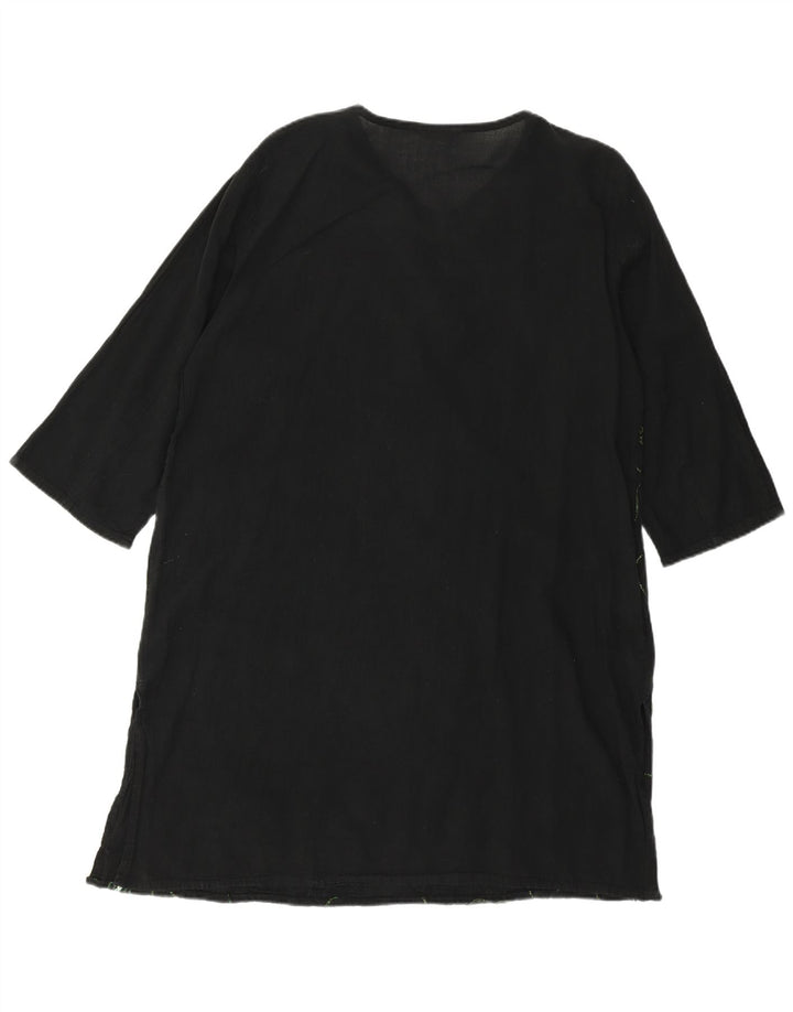 VINTAGE Γυναικείο τουνίκ φόρεμα 3/4 μανίκι UK 18 XL μαύρο φλοράλ