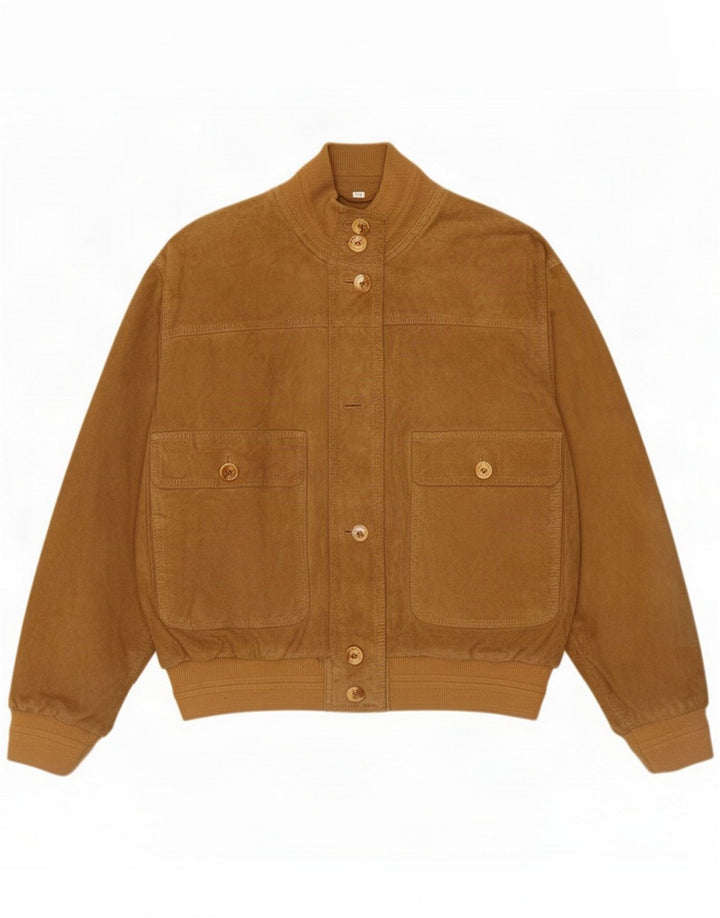 Vintage Γυναικείο Suede Bomber Jacket IT 44 Medium Beige Leather
