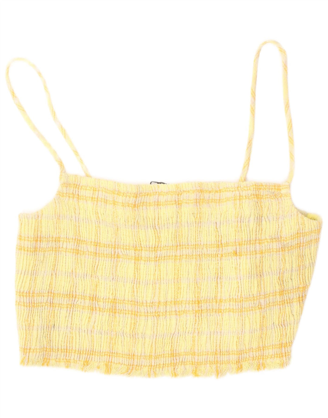 Zara Γυναικείο Crop Top Medium Yellow Check Cotton