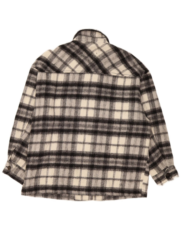 Zara Γυναικείο πουκάμισο Oversized Φανελένιο πουκάμισο UK 10 Small Grey Check