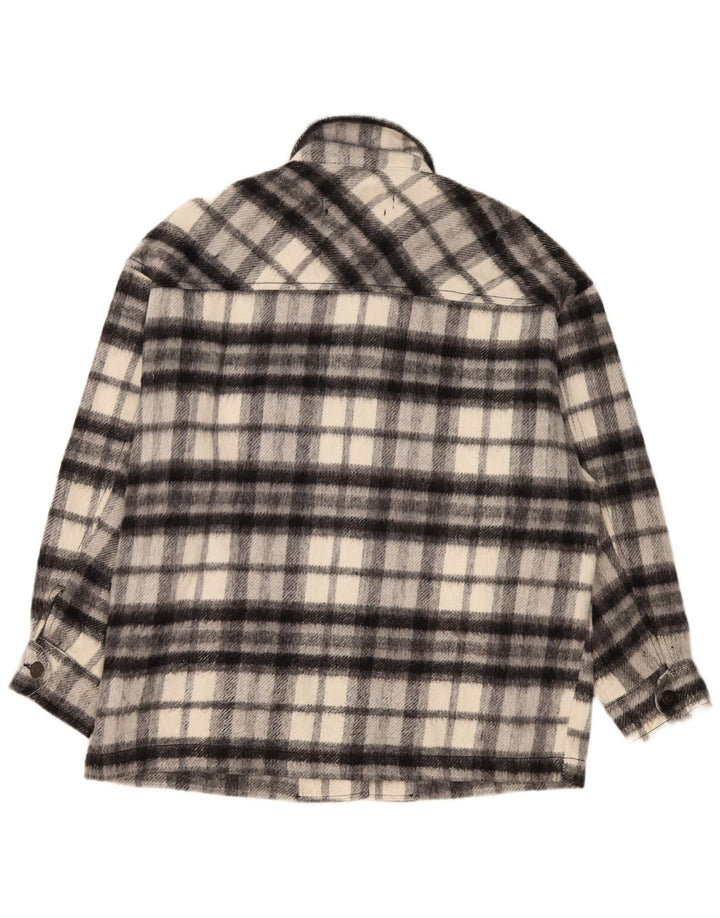 Zara Γυναικείο πουκάμισο Oversized Φανελένιο πουκάμισο UK 10 Small Grey Check