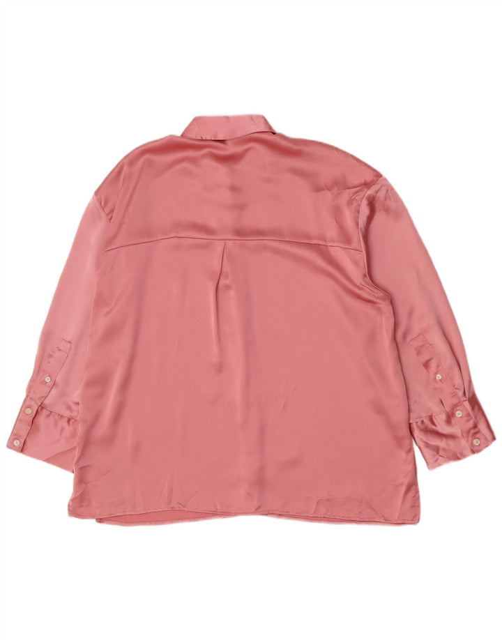 Zara Γυναικείο πουκάμισο Oversized Μπλούζα UK 14 Medium Pink Polyester