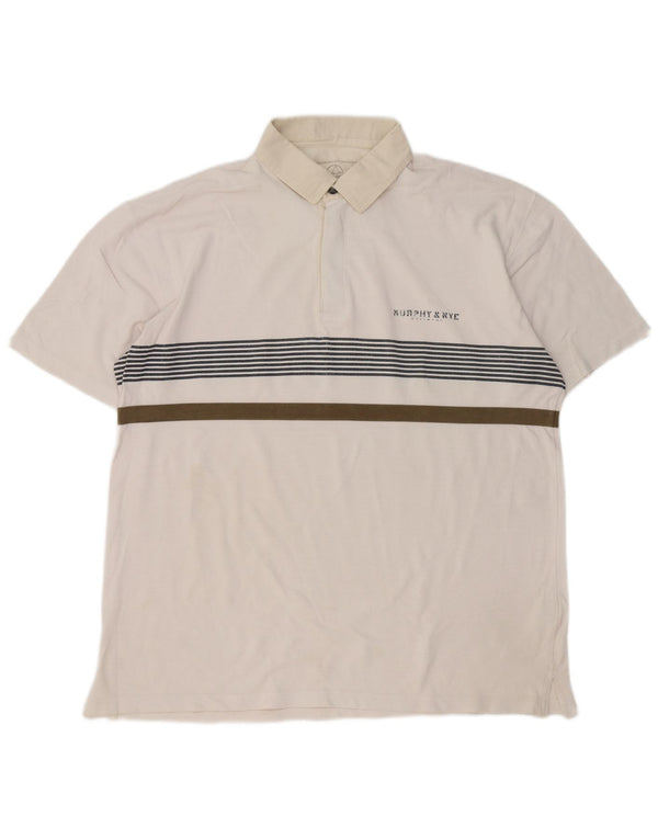 Murphy & Nye Mens Sailmakers Rugby Polo Shirt 2XL Λευκό ριγέ βαμβακερό