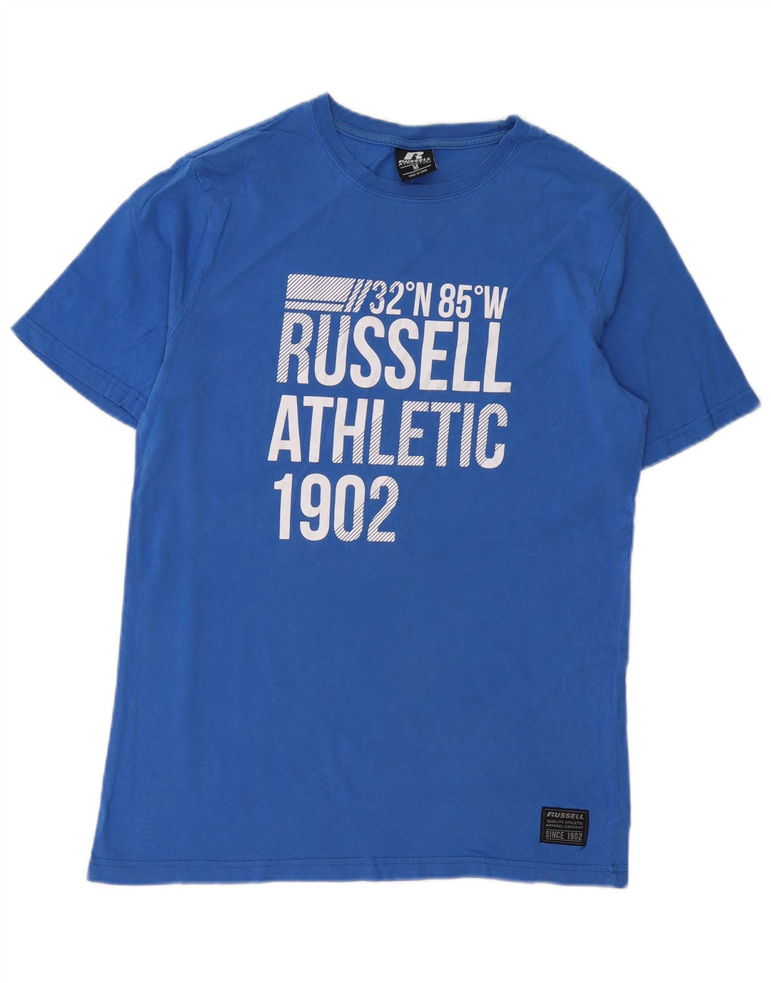 Ανδρικό γραφικό μπλουζάκι RUSSELL ATHLETIC Τοπ μεσαίο μπλε βαμβακερό