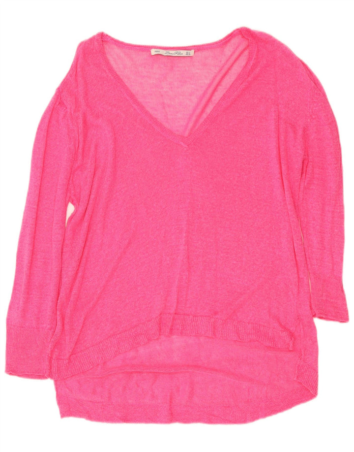 Zara Γυναικείο πουλόβερ με V λαιμόκοψη UK 16 Large Pink
