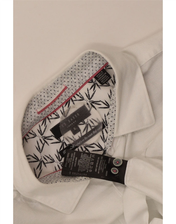 Ted Baker Ανδρικό κοντομάνικο πουκάμισο νούμερο 5 XL Λευκό βαμβακερό